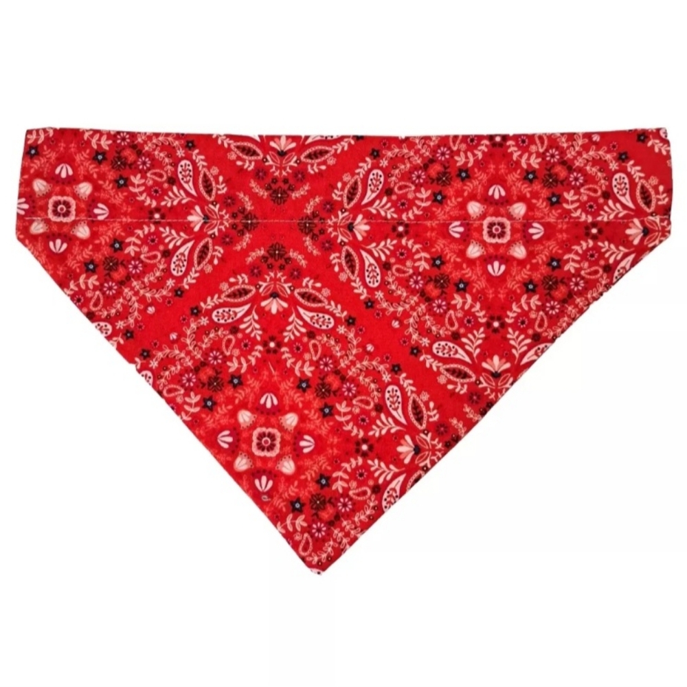Red Paisley Dog Bandana Large Neck 17"-19" & Collar/Buckle up to 1-1/4" Wide